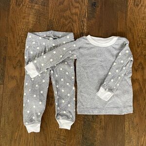 Rabbit Skins Gray and White Polka Dot Kids Pajama Set
